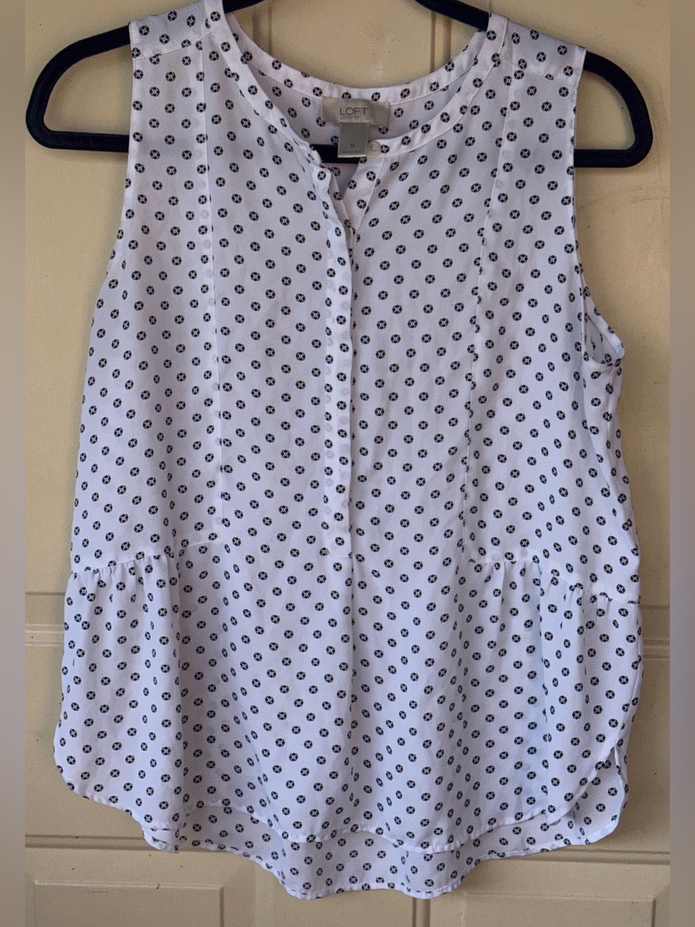 LOFT Sleeveless Geometric Print Peplum Blouse - Size Medium